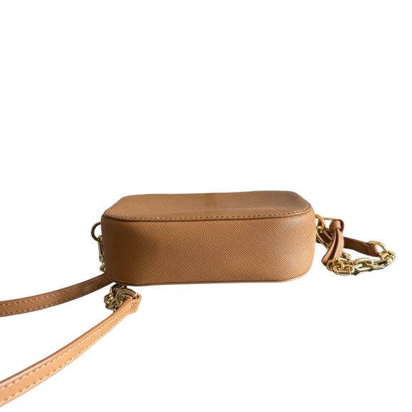 Tory Burch Emerson Round Crossbody Camera Bag Tan Brown Saffiano Leather - Picture 6 of 7